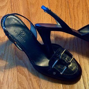 Cole Haan Romy Black Croc Embossed Slingback Pump